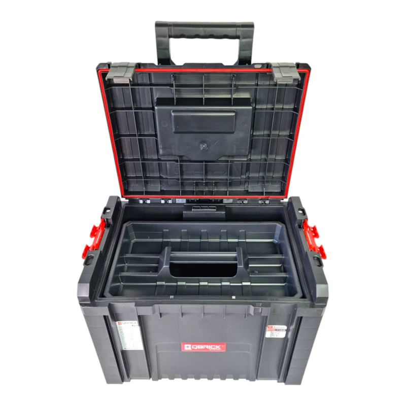 Qbrick System PRO Cart mobile Box auf Rädern stapelbar 450 x 390 x 690 mm 28 l mit Teleskopgriff - alte Version