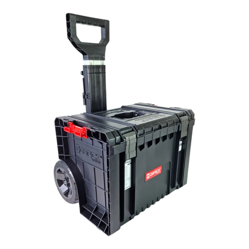 Qbrick System PRO Cart mobile Box auf Rädern stapelbar 450 x 390 x 690 mm 28 l mit Teleskopgriff - alte Version