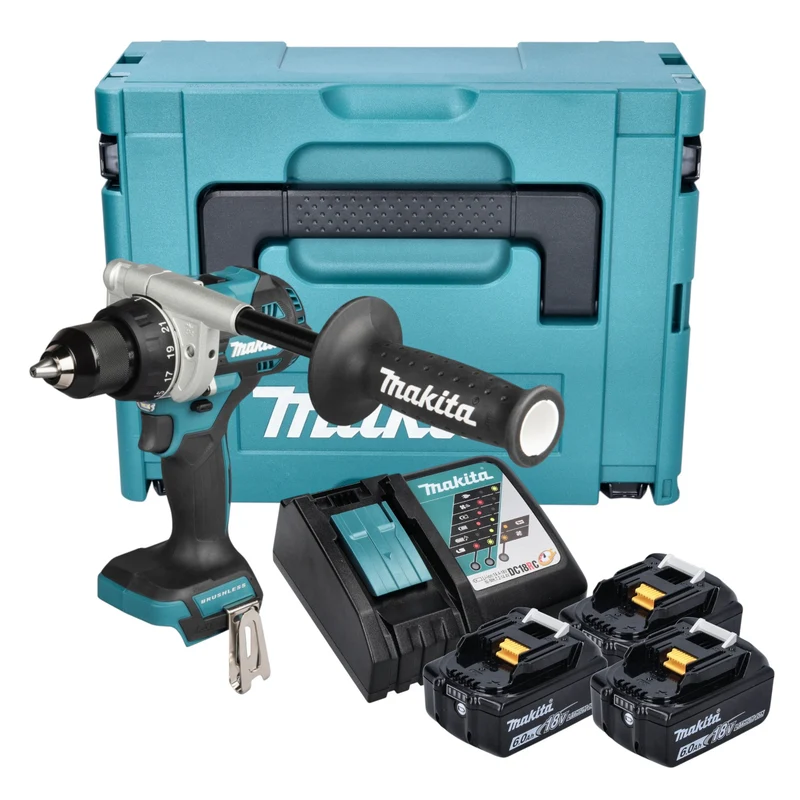 Makita DDF 492 RG3J Akku Bohrschrauber 18 V 141 Nm Brushless + 3x Akku 6,0 Ah + Ladegerät + Makpac