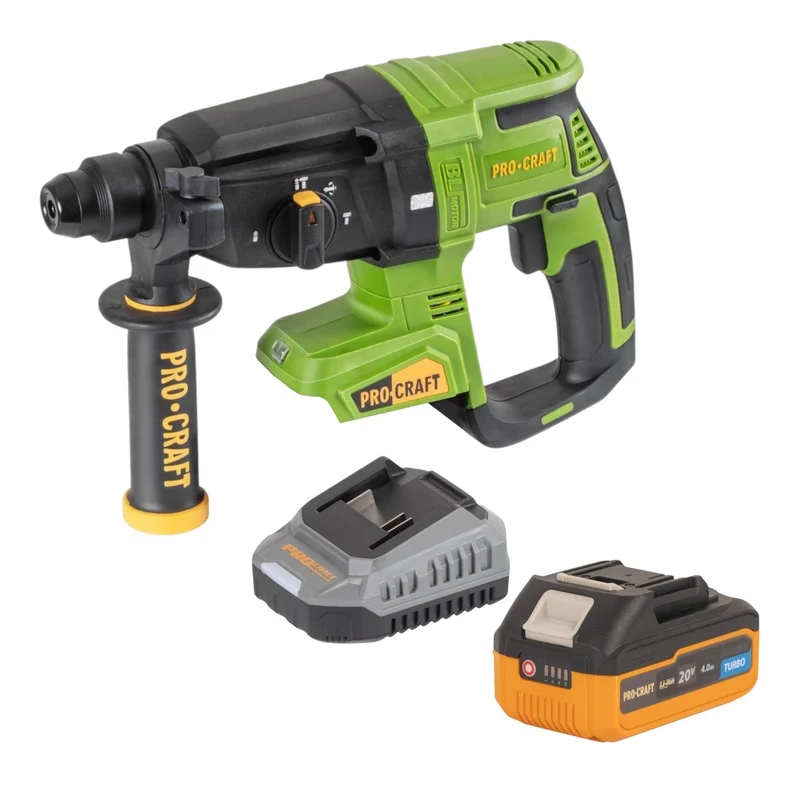 Procraft PHA40bb Akku Bohrhammer 20 V 2,6 J SDS plus Brushless + 1x Akku 4,0 Ah + Ladegerät