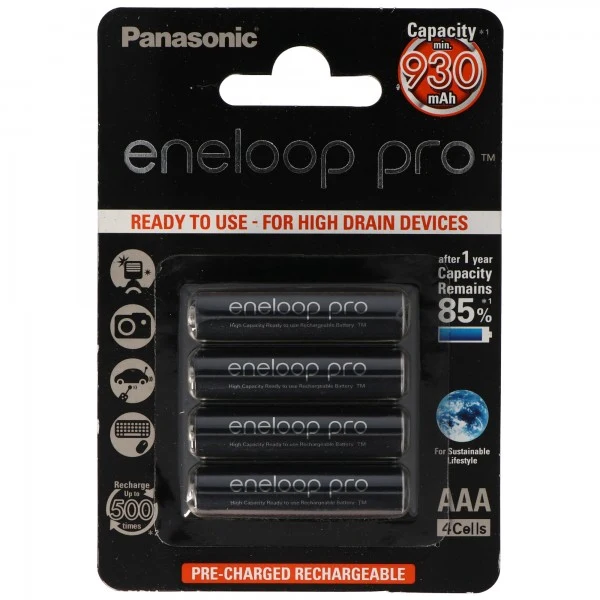Panasonic eneloop Pro Micro Akku AAA NiMH 1,2V, 900mAh HR-4UWX 4er + Box