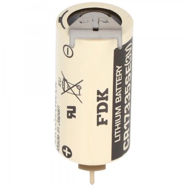 Panasonic CR17335SE Lithium Batterie mit 3er Print Anschlüssen, 1er Print auf +Pol, 2er Print auf -Pol, Rastermaß 10mm