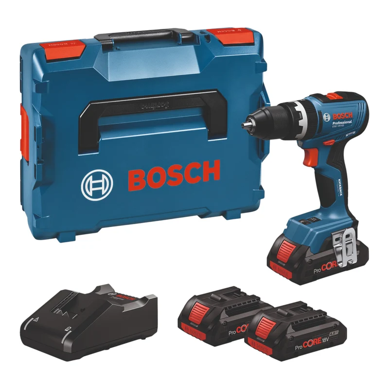 Bosch GSB 18V-65 Professional Akku Schlagbohrschrauber 18 V 65 Nm ( 06019N3308 ) Brushless + 3x ProCORE Akku 4,0 Ah + Ladegerät + L-Boxx