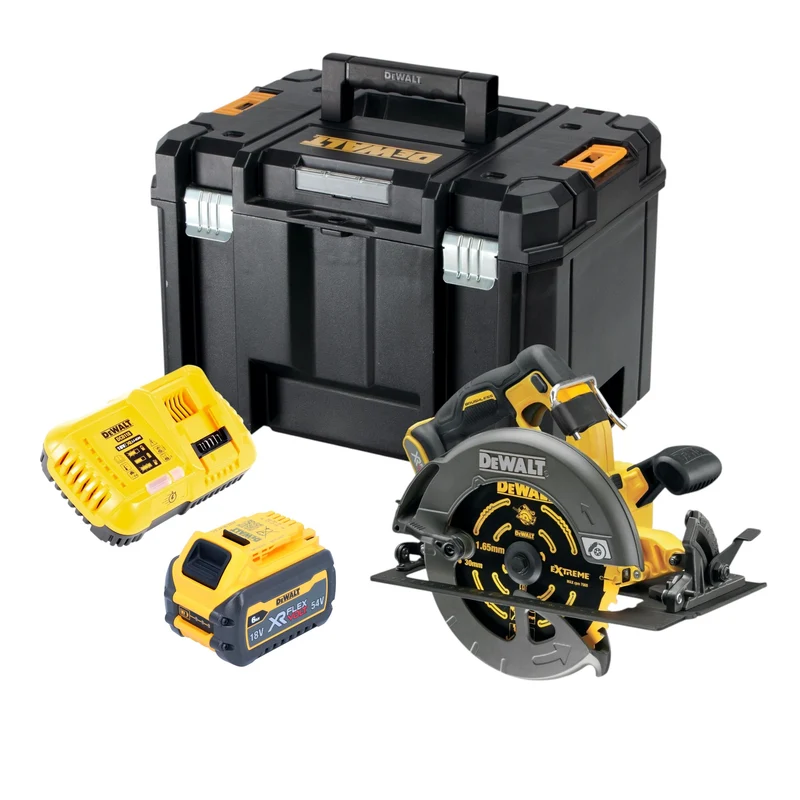 DeWALT DCS 578 T1T Akku Kreissäge 54V XR FlexVolt 190 mm Brushless + 1x Akku 6,0 Ah + Ladegerät + TSTAK