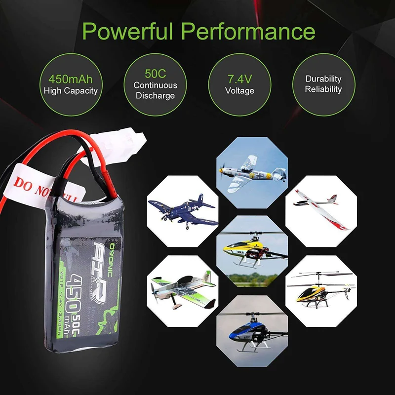 Ovonic Air 2S 450mAh 50C 7,4V JST-Stecker LiPo Akku (2 Stück)