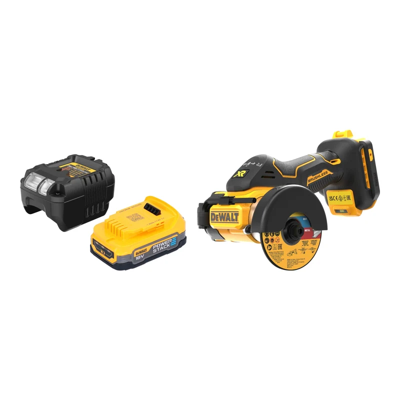 DeWalt DCS 438 E1 Akku Multimaterialschneider 18 V 76 mm Brushless + 1x Powerstack Akku 1,7 Ah + Ladegerät
