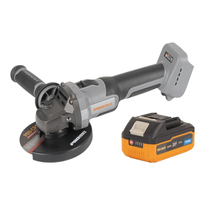 Procraft Industrial AG125Abb Akku Winkelschleifer 20 V 125 mm Brushless + 1x Akku 4,0 Ah - ohne Ladegerät
