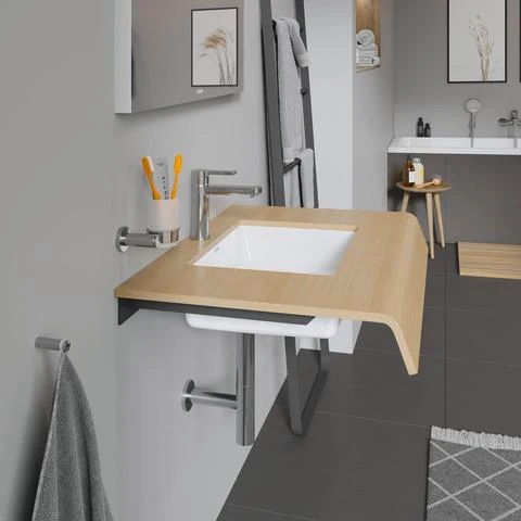 DURAVIT Konsolenträger Universal 420x90mm T-förmig – Stahl, grau, für Badmöbel