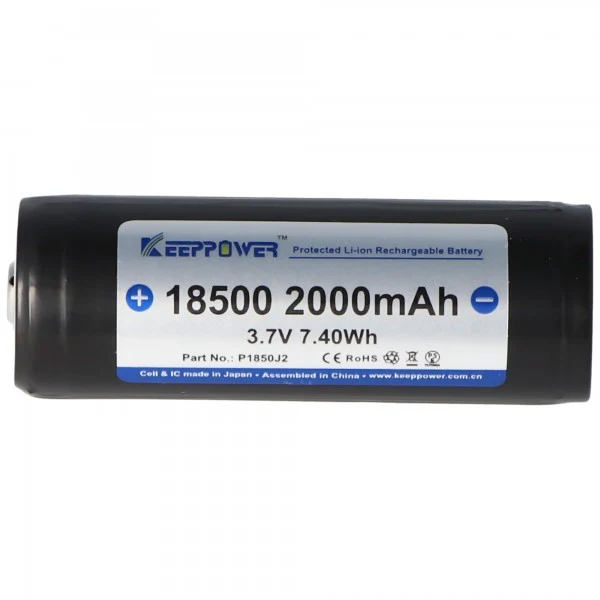 Keeppower 18500 3,7V 2000mAh PCB geschützt mit Kopf Li-Ion Akku