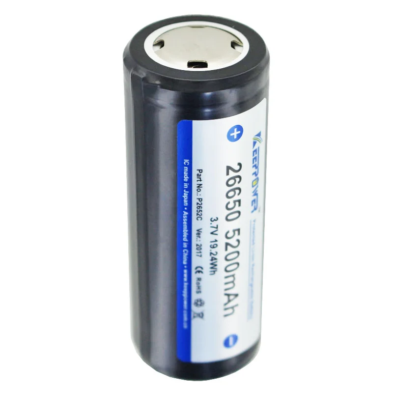 Keeppower 26650 3,7V 5200mAh PCB geschützt Li-Ion Akku