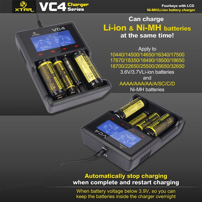 AccuCell CR123 A Li-Ion Akku mit 3,7 Volt, 760mAh 2 Stück und LCD-Schnell-Ladegerät