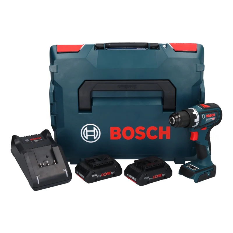 Bosch GSR 18V-90 C Professional Akku Bohrschrauber 18 V 64 Nm Brushless ( 06019K6005 ) + 2x ProCORE Akku 4,0 Ah + Ladegerät + GCY 42 + L-Boxx