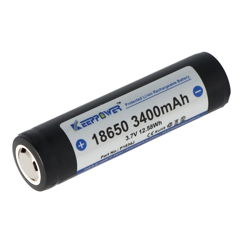 Keeppower 18650 3400mAh 3,7V Li-Ion Akku geschützt Flat Top