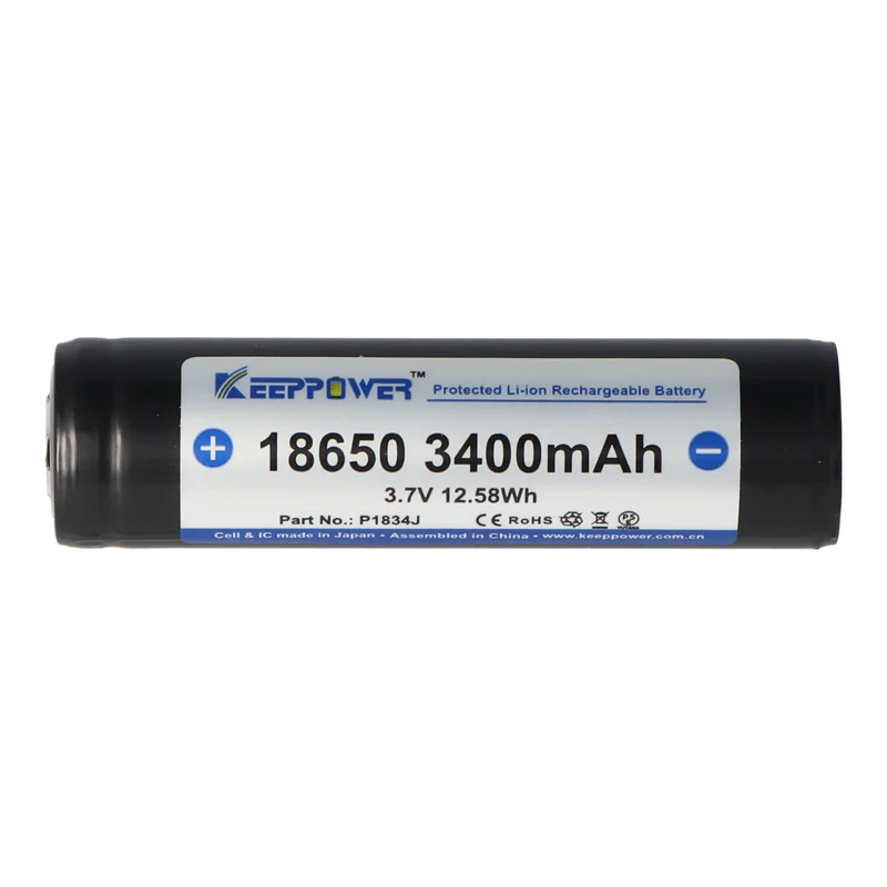 Keeppower 18650 3400mAh 3,7V Li-Ion Akku geschützt Flat Top