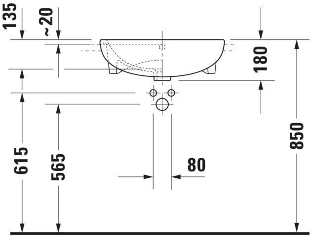 DURAVIT ME by Starck Halbeinbau-Waschtisch 550 mm