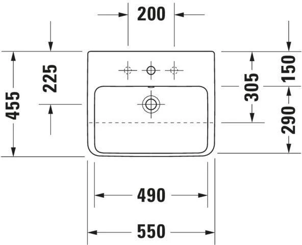 DURAVIT ME by Starck Halbeinbau-Waschtisch 550 mm