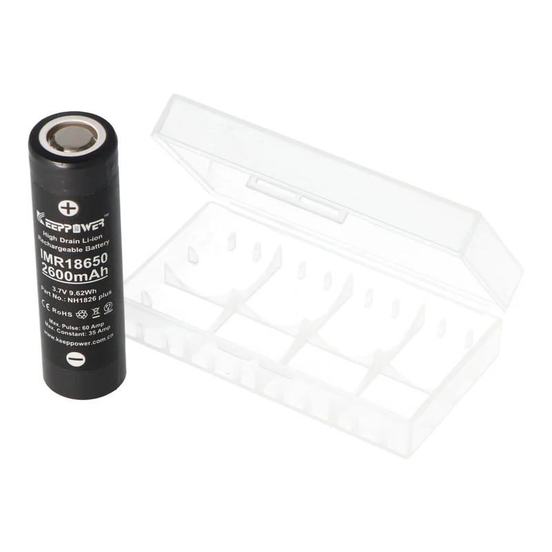 Keeppower IMR18650 Plus 2600mAh 3,7V (US18650VTC5A) 2600mAh (Flat Top) inkl. Akkuschutzbox