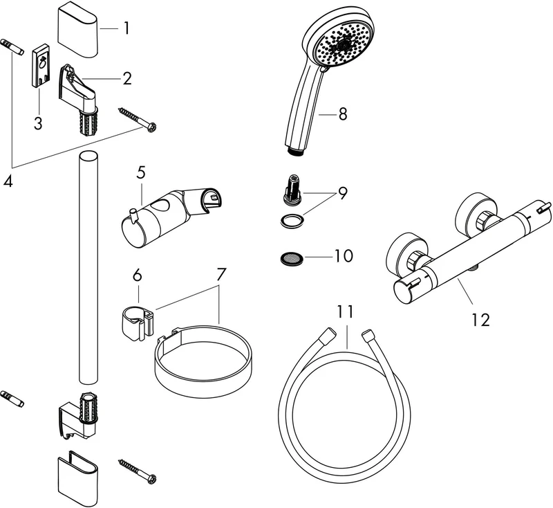 HANSGROHE Brausekombi Croma 100 Ecostat 1001 SL mit Unica'C Brausestange 900 mm Chrom