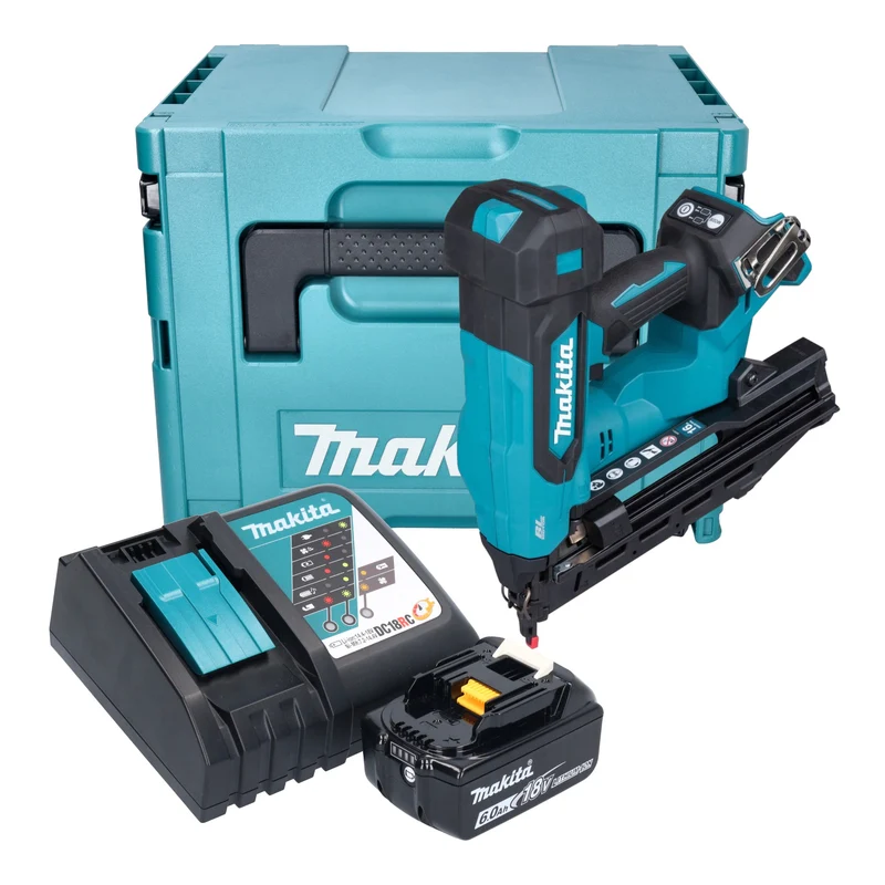 Makita DBN 610 RG1J Akku Stauchkopfnagler 18 V 32 - 64 mm Brushless + 1x Akku 6,0 Ah + Ladegerät + Makpac