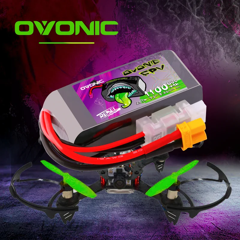 Ovonic Rebel 2.0 2S 1100mAh 60C 7,6V XT30 LiHV LiPo Akku (2 Stück))