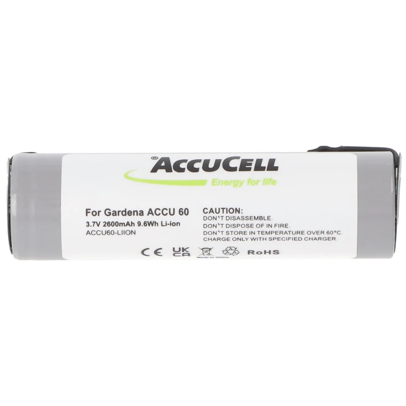 AccuCell Ersatz-Akku L26 für Gardena Accu60 Li-Ion Grasschere mit Flachsteckern