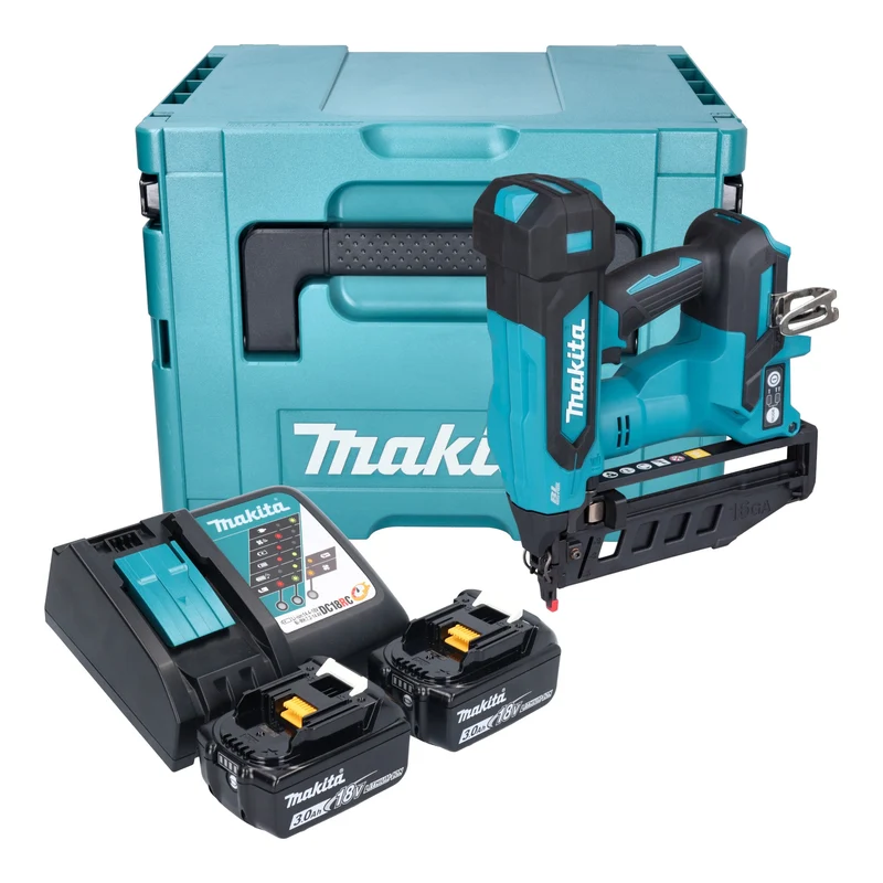 Makita DBN 601 RFJ Akku Nagler 18 V 19 - 64 mm Brushless + 2x Akku 3,0 Ah + Ladegerät + Makpac