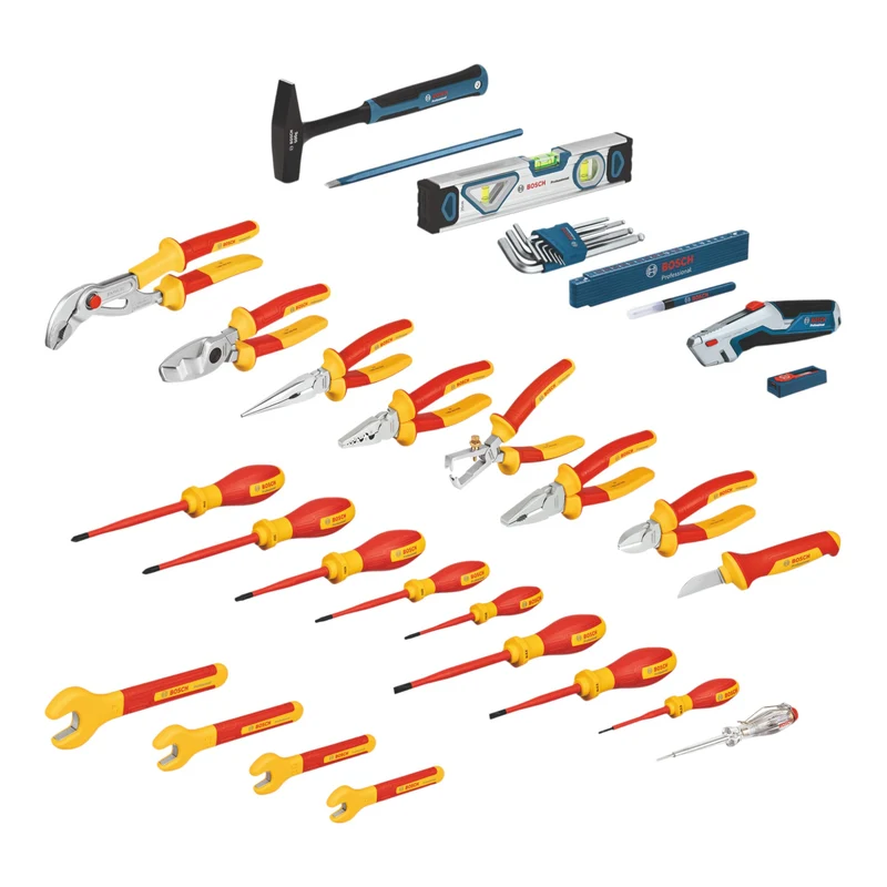 Bosch Professional Handwerkzeug Set 37 tlg. + L-Boxx ( 1600A02NG4 ) Schraubendreher / Schraubenschlüssel / Zange für Elektriker