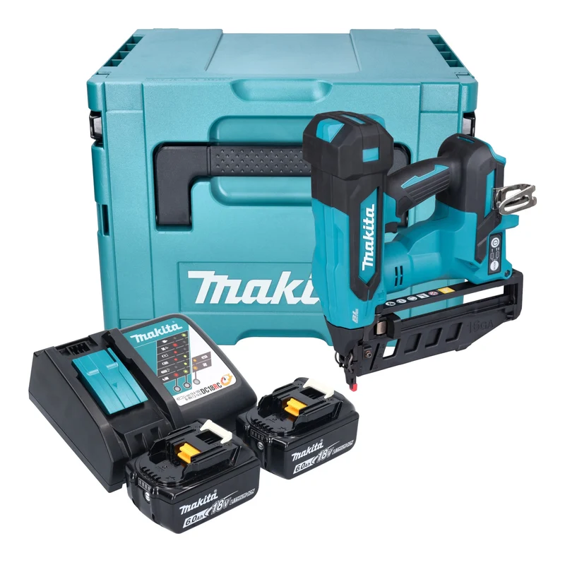 Makita DBN 601 RGJ Akku Nagler 18 V 19 - 64 mm Brushless + 2x Akku 6,0 Ah + Ladegerät + Makpac