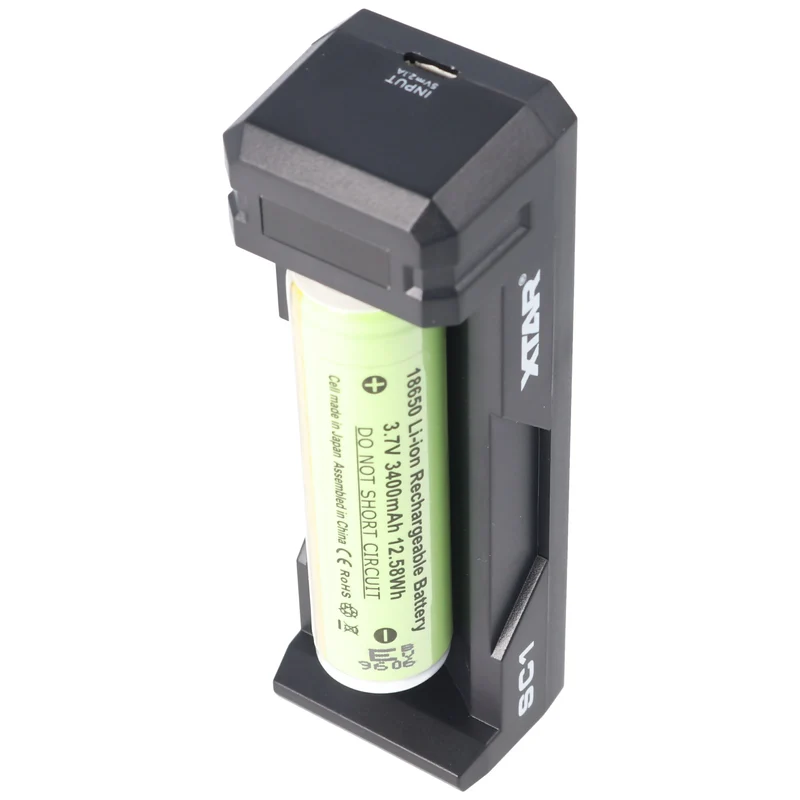 Xtar 3,7V 18650 Li-Ion Akku 3400mAh Schutzschaltung und USB Schnell-Ladegerät