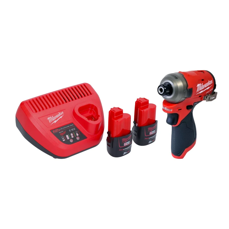 Milwaukee M12 FQID-302 Akku Schlagschrauber 12 V 50 Nm 1/4" Brushless + 2x Akku 3,0 Ah + Ladegerät
