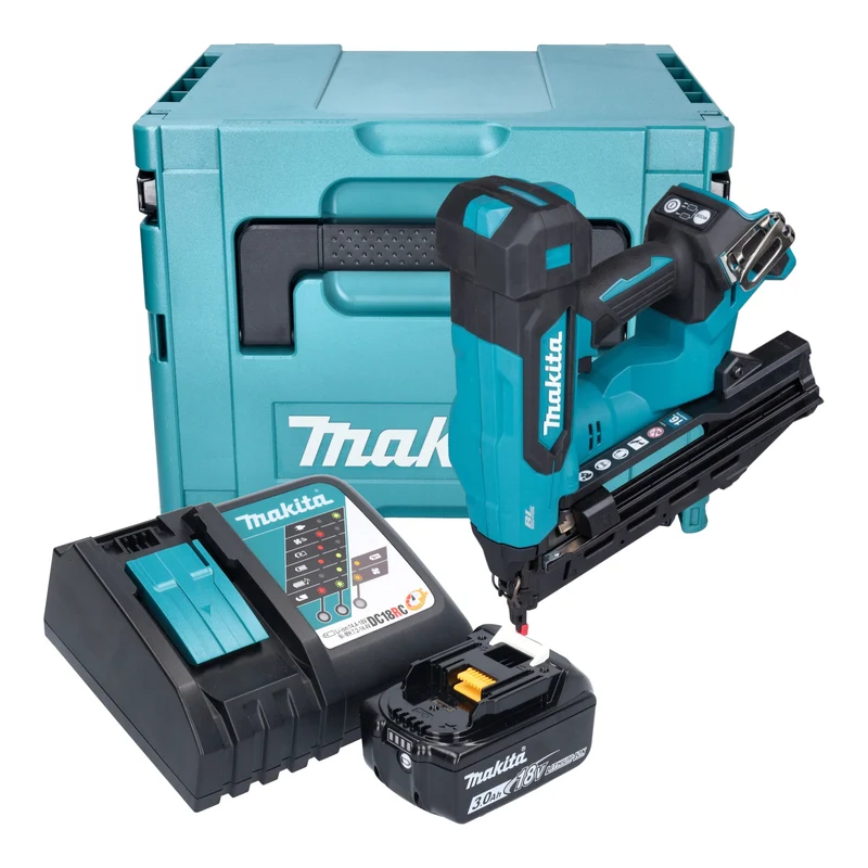 Makita DBN 610 RF1J Akku Stauchkopfnagler 18 V 32 - 64 mm Brushless + 1x Akku 3,0 Ah + Ladegerät + Makpac