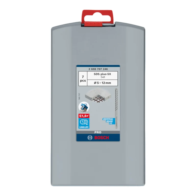Bosch PRO SDS Plus-5X Hammerbohrer Set 5 - 12 mm 7 tlg. ( 2608707246 ) für Bohrhämmer und Zerkleinerer