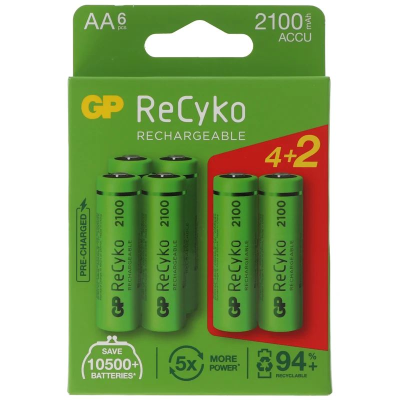 GP ReCyko AA Akku GP NiMH 1,2V 2100mAh 4+2gratis