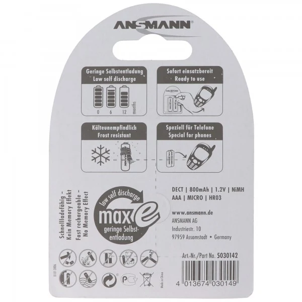 Telefon Akku AAA NiMH 1,2V 800mAh DECT Telefon 3er Pack