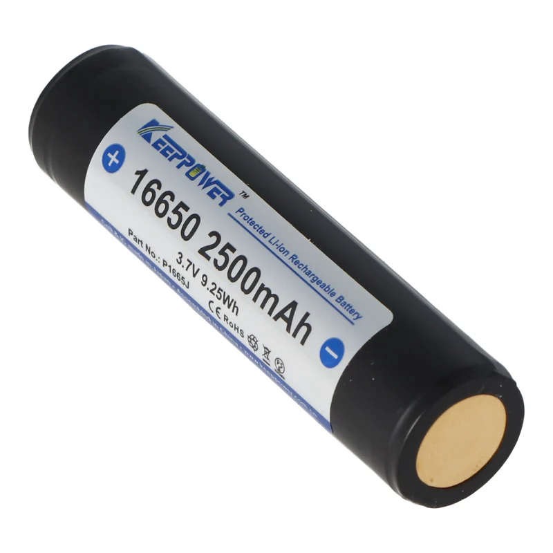 Keeppower 16650 3,7V 2500mAh geschützt Pluspol erhöht UR16650ZTA Li-Ion Akku
