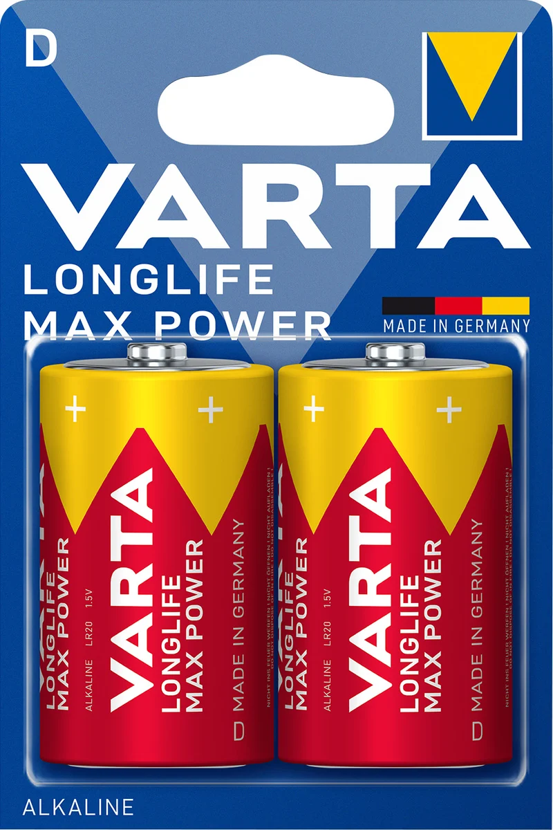 Varta Batterie Alkaline Mono D LR20 1.5V Longlife Max Power (2-Pack)