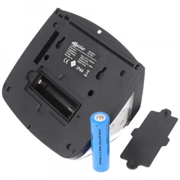 AccuCell Wandlicht LED Solar Sicherheitslicht inkl. 18650 Li-ion Akku mit Solarpanel