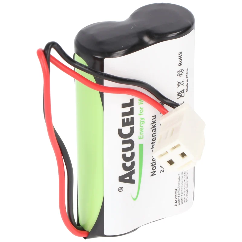 AccuCell Notleuchtenakku NiMH 2,4V 1500mAh F1x2 Mignon 100mm Kabel