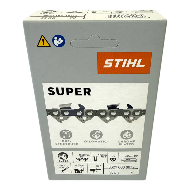Stihl 3x 3/8" Rapid Super 3 (RS3) Sägekette 50 cm 3/8" 1,6 mm 72 TG 3 Stück ( 3x 36260000072 )