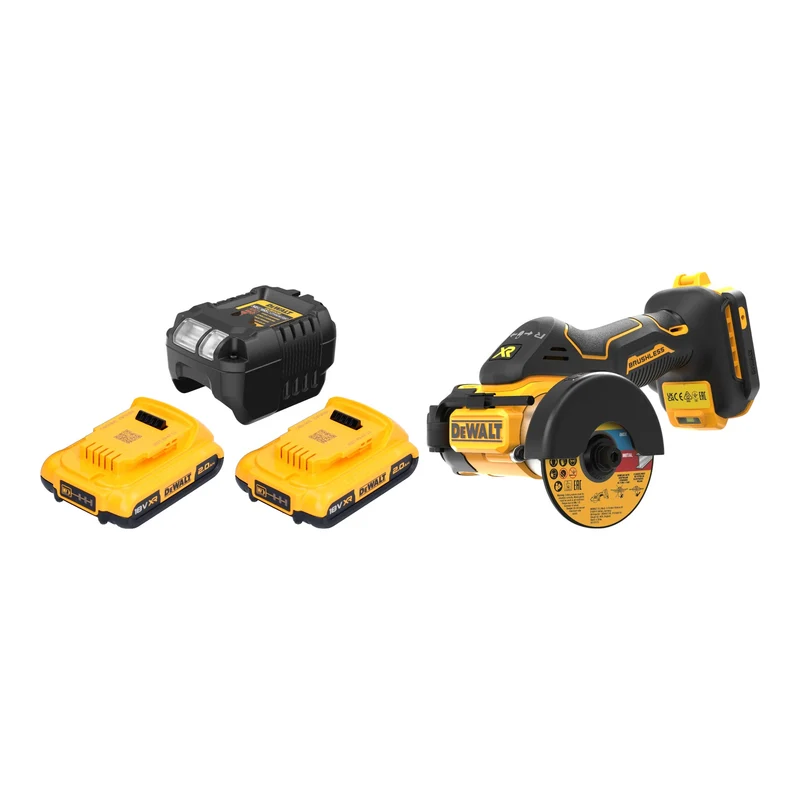DeWalt DCS 438 D2 Akku Multimaterialschneider 18 V 76 mm Brushless + 2x Akku 2,0 Ah + Ladegerät