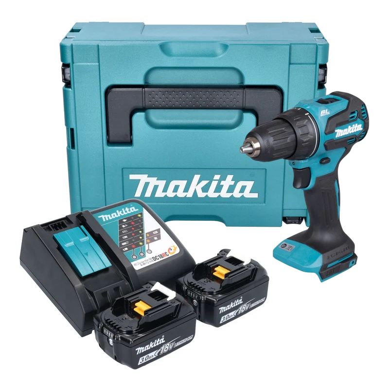 Makita DDF 490 RFJ Akku Bohrschrauber 18 V 65 Nm 1/2" Brushless + 2x Akku 3,0 Ah + Ladegerät + Makpac