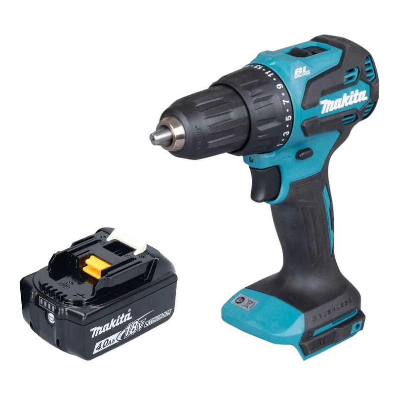Makita DHP 490 M1 Akku Schlagbohrschrauber 18 V 65 Nm Brushless + 1x Akku 4,0 Ah - ohne Ladegerät