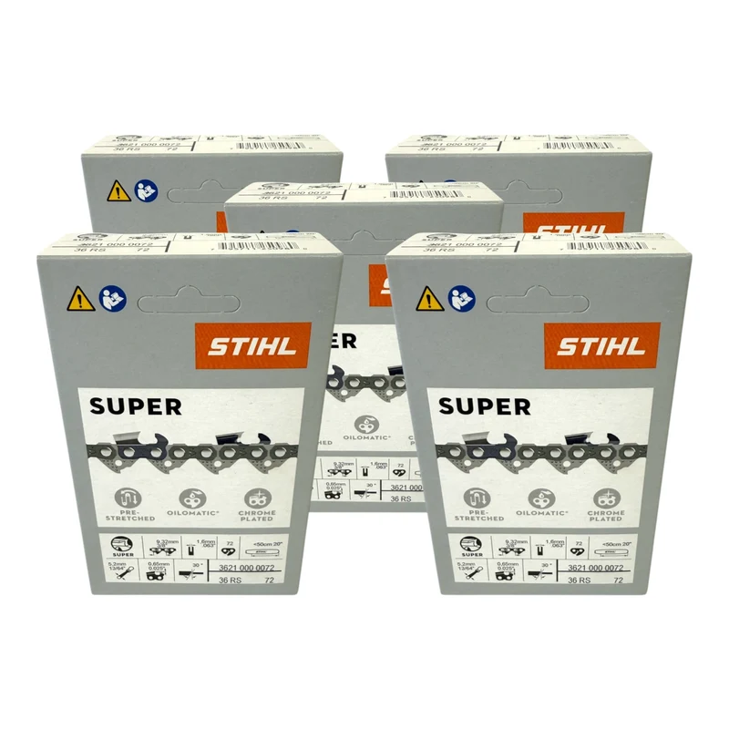 Stihl 5x 3/8" Rapid Super 3 (RS3) Sägekette 50 cm 3/8" 1,6 mm 72 TG 5 Stück ( 5x 36260000072 )