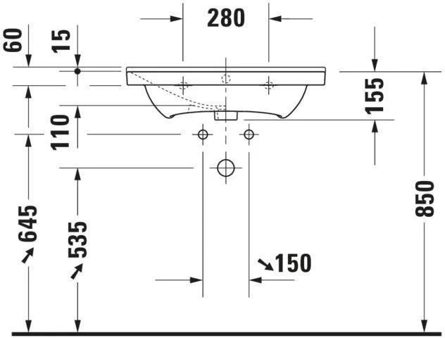 DURAVIT Möbelwaschtisch P3 Comforts 650 mm