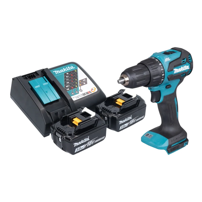 Makita DHP 490 RF Akku Schlagbohrschrauber 18 V 65 Nm Brushless + 2x Akku 3,0 Ah + Ladegerät