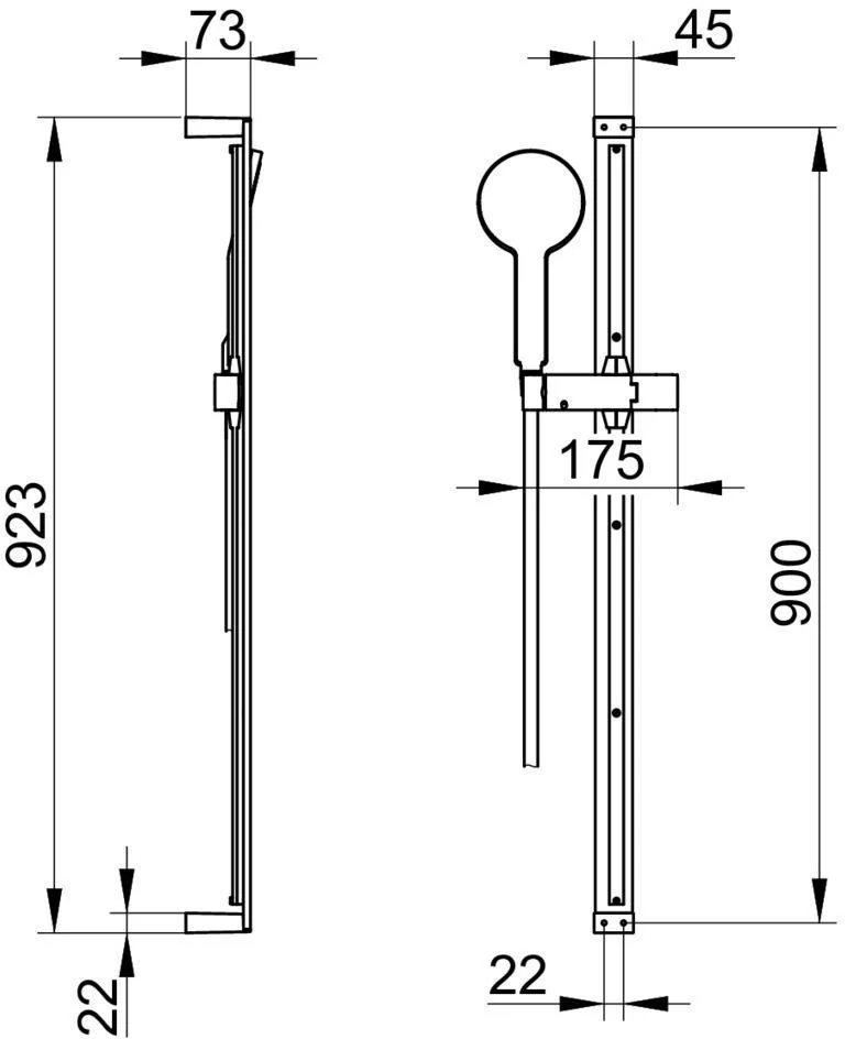 KEUCO Edition 11 Brause-Set 900 mm verchromt – Handbrause, Brausestange, Schlauch