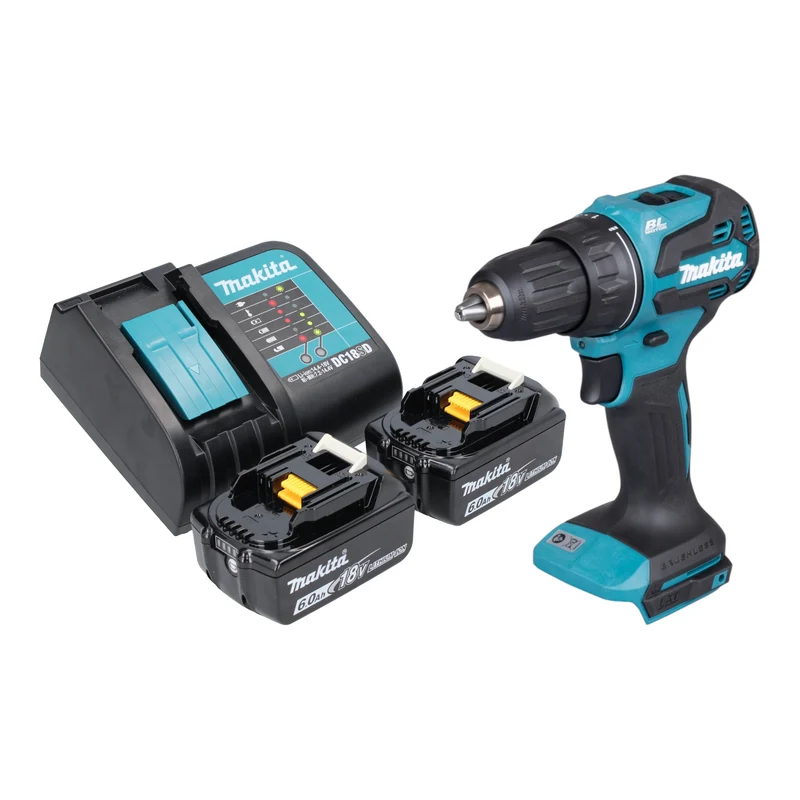 Makita DDF 490 SG Akku Bohrschrauber 18 V 65 Nm 1/2" Brushless + 2x Akku 6,0 Ah + Ladegerät