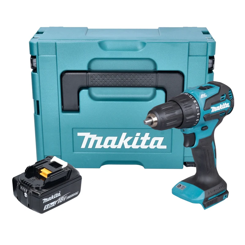 Makita DHP 490 T1J Akku Schlagbohrschrauber 18 V 65 Nm Brushless + 1x Akku 5,0 Ah + Makpac - ohne Ladegerät