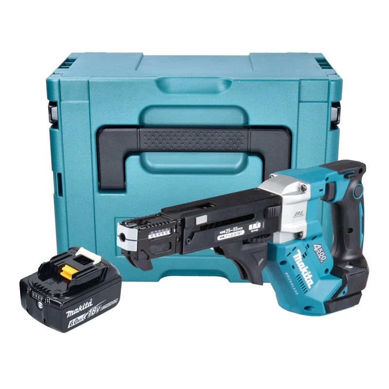 Makita DFR 552 G1J Akku Magazinschrauber 18 V 25 - 55 mm Brushless + 1x Akku 6,0 Ah + Makpac - ohne Ladegerät