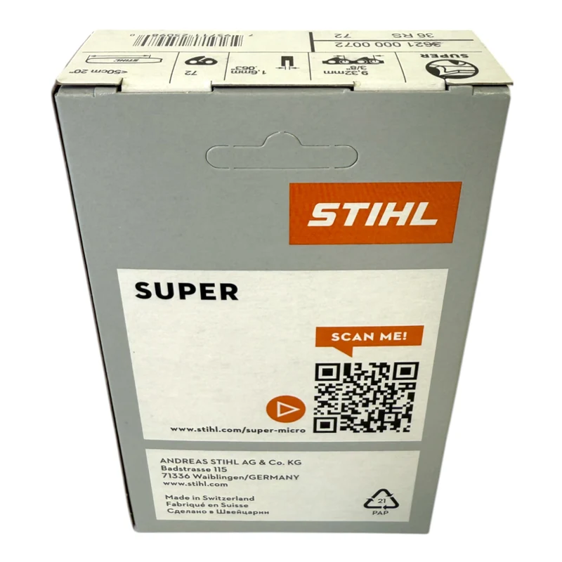 Stihl 4x 3/8" Rapid Super 3 (RS3) Sägekette 50 cm 3/8" 1,6 mm 72 TG 4 Stück ( 4x 36260000072 )